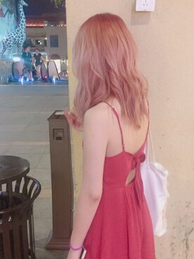 「H&M（エイチ・アンド・エム）のアイテム（ワンピース、レッド系）」を使った、SpookyBoboさん（レディース・168cm）の夏コーディネート
