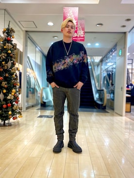 「DIESEL（ディーゼル）のアイテム（ブーツ）」を使った、hatanakaさん（メンズ・176cm）の冬コーディネート