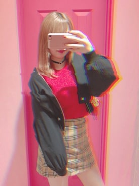 「ラメニット」｜「アイテム（ブルゾン）」を使った、❤︎MARINO❤︎さん（レディース・159cm）の春コーディネート
