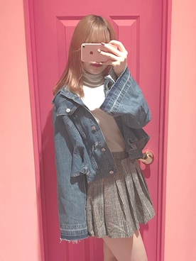 「切りっぱなしデニム」｜「アイテム（ジャケット/アウター）」を使った、❤︎MARINO❤︎さん（レディース・159cm）の春コーディネート
