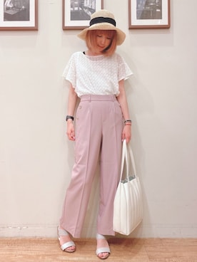 「プリーツバッグ」｜「アイテム（帽子）」を使った、RA★SEさん（レディース・162cm）の春コーディネート