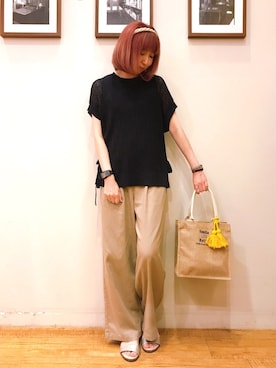 「SHOO・LA・RUE（シューラルー）の◆配色ストラップフラットサンダル（サンダル）」を使った、RA★SEさん（レディース・162cm）の春コーディネート
