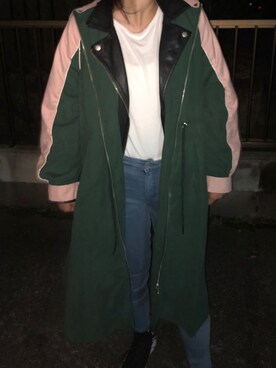 「FOREVER 21」｜「アイテム（ライダースジャケット）」を使った、aさん（レディース・165cm）の冬コーディネート