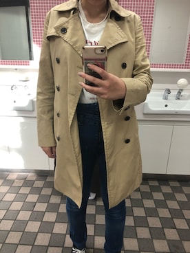 「コラボ」｜「アイテム（トレンチコート）」を使った、aさん（レディース・165cm）の秋コーディネート