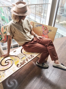 「ボナカペロのアイテム（ハット、ベージュ系）」を使った、tsukasaさん（メンズ・178cm）の夏コーディネート