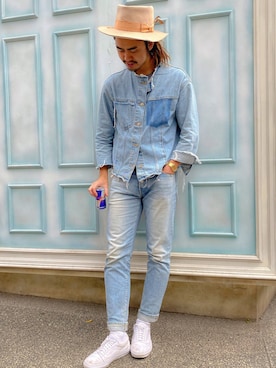 「VINTAGE（ヴィンテージ）のアイテム（デニムジャケット）」を使った、tsukasaさん（メンズ・178cm）の冬コーディネート