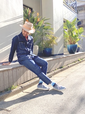 「ボナカペロのアイテム（ハット、ベージュ系）」を使った、tsukasaさん（メンズ・178cm）の冬コーディネート