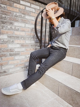 「ボナカペロのアイテム（ハット、グレー系）」を使った、tsukasaさん（メンズ・178cm）の冬コーディネート