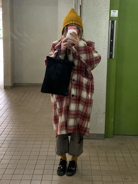 「赤チェック」｜「アイテム（香水）」を使った、Jellyさん（レディース・163cm）の冬コーディネート
