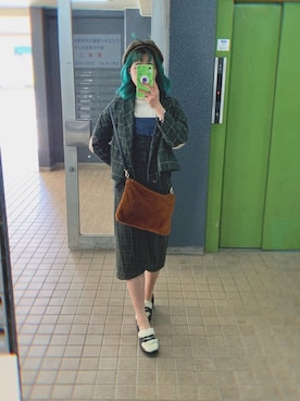 「チェック柄に恋してる」｜「アイテム（スーツジャケット）」を使った、Jellyさん（レディース・163cm）の春コーディネート