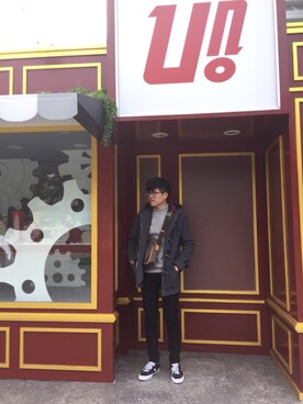 「LouisVuitton」｜「アイテム（ダウンジャケット/コート）」を使った、Zhang Kaixiangさん（メンズ・180cm）の冬コーディネート