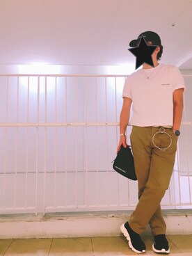 「帽子」｜「アイテム（クラッチバッグ）」を使った、Tyonさん（メンズ・165cm）の秋コーディネート