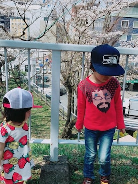 「northface（ノースフェイス）のアイテム（帽子）」を使った、ログアウトさん（メンズ・175cm）の夏コーディネート