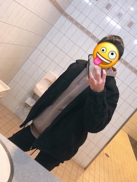 「GU（ジーユー）のアイテム（ノーカラージャケット）」を使った、たーこさん（メンズ・170cm）の冬コーディネート