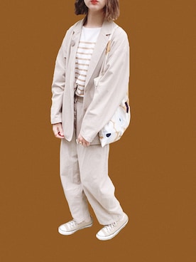 「FREAK'S STORE（フリークスストア）のアイテム（テーラードジャケット）」を使った、鴨さん（レディース・166cm）の春コーディネート