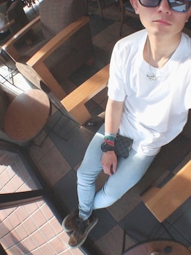 「Yves Saint Laurent（イヴサンローラン）のアイテム（スニーカー）」を使った、adi【yoshiya uchida】さん（メンズ・170cm）の夏コーディネート