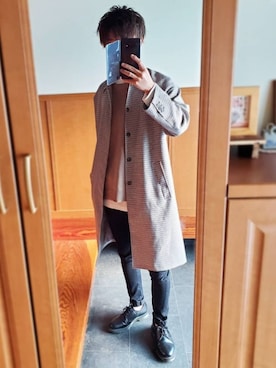 「アイテム（ステンカラーコート）」を使った、katsu(相互フォロー)さん（メンズ・170cm・20代）の秋コーディネート