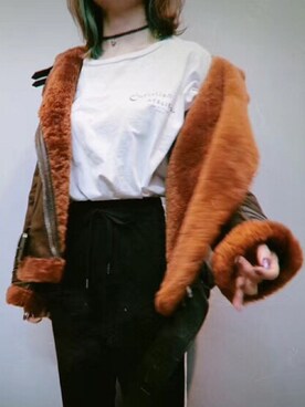 「GIVENCHY（ジバンシイ）のアイテム（ムートンコート）」を使った、babapooさん（レディース・163cm）の冬コーディネート
