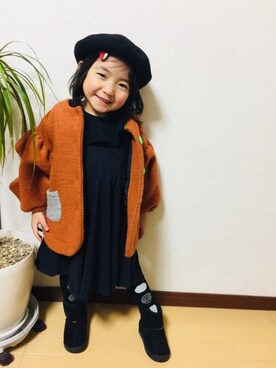 「アイテム（その他、ブラック系）」を使った、ヒロさん（キッズ・90cm）の冬コーディネート