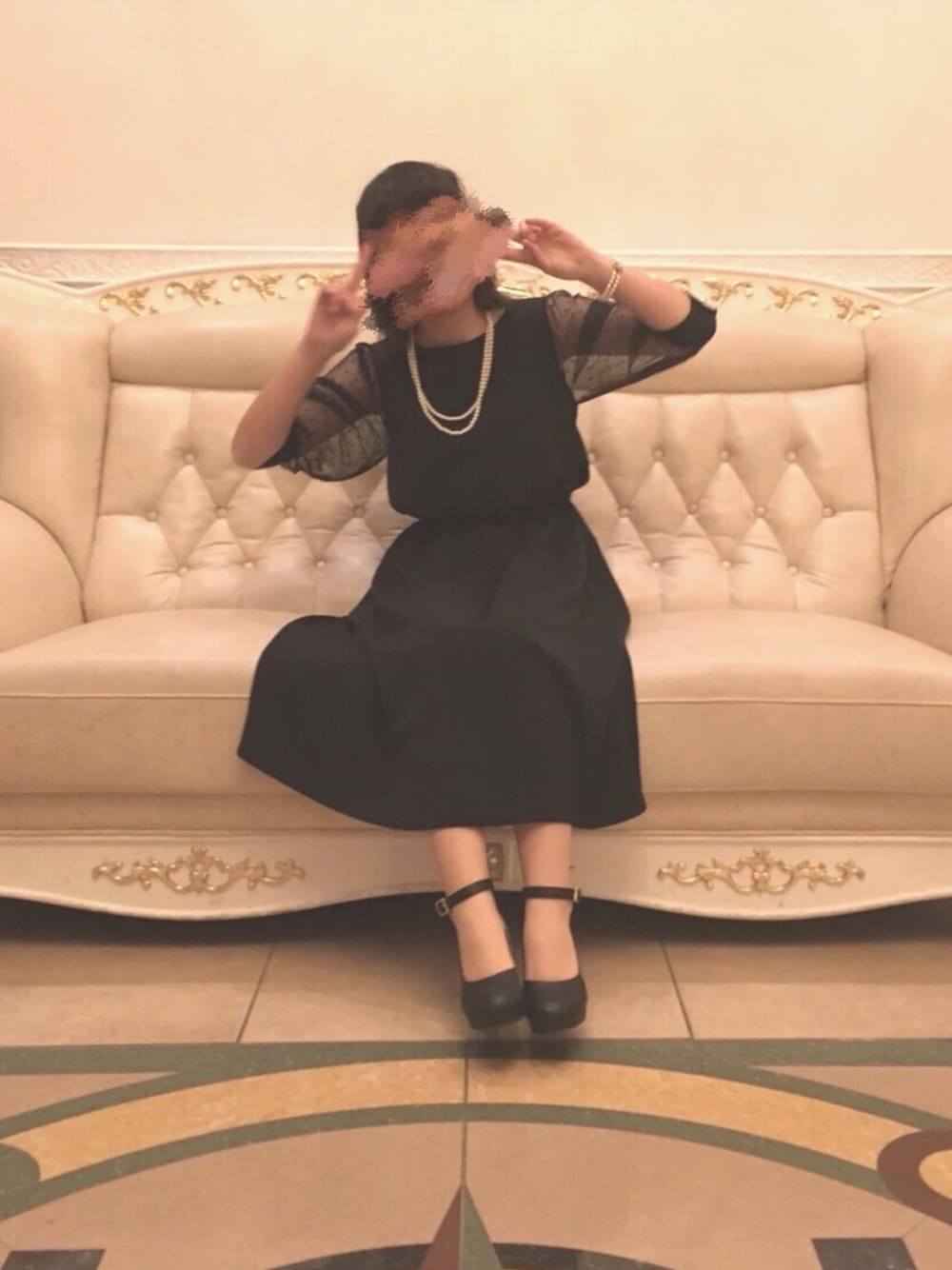 「結婚式、黒、ドレス、ワンピース、ドット、透け感、結婚式 ワンピース」｜「A part byの結婚式にも/OC*ドットチュールワンピース6S 　790664（ドレス、ブラック系）」を使った、m a n a m i さん（レディース・160cm）の夏コーディネートの1枚目の写真