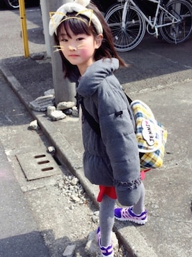 「BeBe（ベベ）のアイテム（ダウンジャケット/コート）」を使った、k♡uuuさん（キッズ・120cm）の秋コーディネート