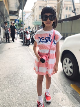「X-girl（エックスガール）のアイテム」を使った、AJsisさん（キッズ・110cm）の夏コーディネート
