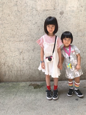 「X-girl（エックスガール）のアイテム」を使った、AJsisさん（キッズ・110cm）の夏コーディネート