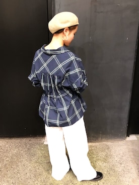 「AVIREX（アヴィレックス）のアイテム（ハンチング/ベレー帽）」を使った、沙絵さん（レディース・153cm）の冬コーディネート