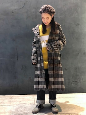 「ゆるニット」｜「アイテム（ジャケット/アウター）」を使った、沙絵さん（レディース・153cm）の秋コーディネート