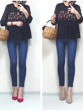 「titivate（ティティベイト）の6cmヒールポインテッドトゥパンプス（パンプス）」を使った、minminmaaaさん（レディース・168cm）の春コーディネート