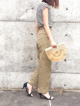 「THE SHINZONE（ザ　シンゾーン）のハイウエストチノパンツ（チノパンツ）」を使った、minminmaaaさん（レディース・168cm）の夏コーディネート