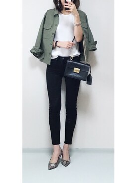 「UNIQLO（ユニクロ）のアイテム（ミリタリージャケット）」を使った、minminmaaaさん（レディース・168cm）の秋コーディネート