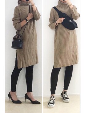 タートルロングニットワンピースを使ったコーディネート一覧 Wear