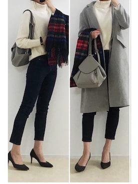 「UNITED ARROWS（ユナイテッドアローズ）のUWSC バイアス タートルネック ニット 18AW†（ニット/セーター）」を使った、minminmaaaさん（レディース・168cm）の秋コーディネート