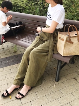 「A.P.C.（アーペーセー）のT-SHIRTS JIMMY RUE MADAME emb 19PC JPS（Tシャツ/カットソー）」を使った、minminmaaaさん（レディース・168cm）の春コーディネート
