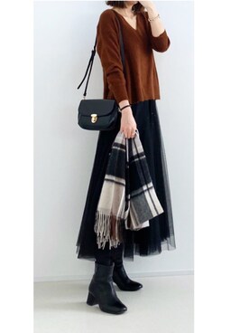 「ADAM ET ROPE'（アダムエロペ）のラウンドクロスボディーバッグ（ショルダーバッグ）」を使った、minminmaaaさん（レディース・168cm）の冬コーディネート