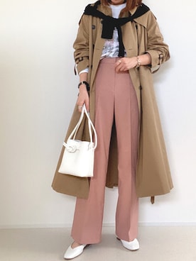 「BEAUTY&YOUTH UNITED ARROWS（ビューティーアンドユースユナイテッドアローズ）のBY∴ Vカットスクエアトゥフラットシューズ 1.0◆（パンプス）」を使った、minminmaaaさん（レディース・168cm）の春コーディネート