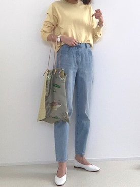 「BEAUTY&YOUTH UNITED ARROWS（ビューティーアンドユースユナイテッドアローズ）のBY∴ Vカットスクエアトゥフラットシューズ 1.0◆（パンプス）」を使った、minminmaaaさん（レディース・168cm）の春コーディネート