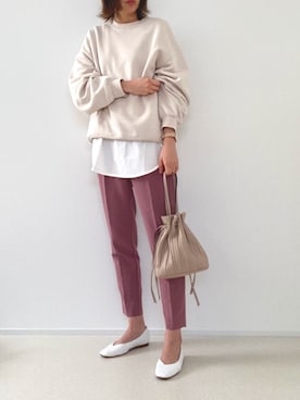 「BEAUTY&YOUTH UNITED ARROWS（ビューティーアンドユースユナイテッドアローズ）のBY∴ Vカットスクエアトゥフラットシューズ 1.0◆（パンプス）」を使った、minminmaaaさん（レディース・168cm）の春コーディネート