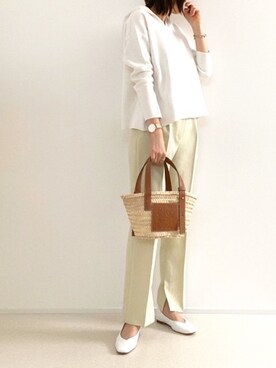 「BEAUTY&YOUTH UNITED ARROWS（ビューティーアンドユースユナイテッドアローズ）のBY∴ Vカットスクエアトゥフラットシューズ 1.0◆（パンプス）」を使った、minminmaaaさん（レディース・168cm）の春コーディネート