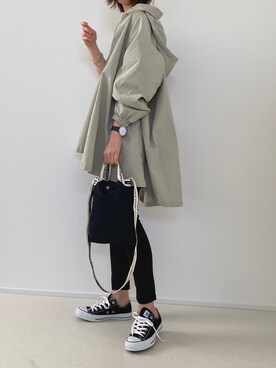 「ZOZO（ゾゾ）のスリムテーパードデニムパンツ（パターンオーダー）／ブラック［WOMEN］（デニムパンツ）」を使った、minminmaaaさん（レディース・168cm）の春コーディネート