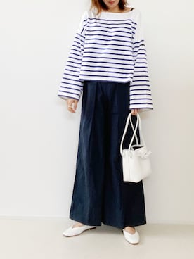 「BEAUTY&YOUTH UNITED ARROWS（ビューティーアンドユースユナイテッドアローズ）のBY∴ Vカットスクエアトゥフラットシューズ 1.0◆（パンプス）」を使った、minminmaaaさん（レディース・168cm）の春コーディネート