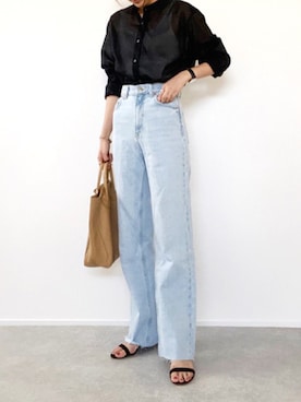「YOUNG&OLSEN The DRYGOODS STORE（ヤングアンドオルセン）のYOUNG&OLSEN EMBOSSED レザートートバッグ（M）◆（トートバッグ）」を使った、minminmaaaさん（レディース・168cm）の秋コーディネート