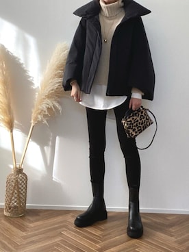「H&M（エイチ・アンド・エム）のアイテム（ブーツ）」を使った、minminmaaaさん（レディース・168cm）の秋コーディネート
