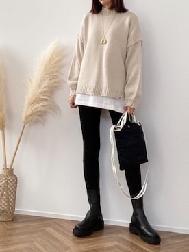 「H&M（エイチ・アンド・エム）のアイテム（ブーツ）」を使った、minminmaaaさん（レディース・168cm）の冬コーディネート