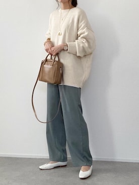 「BEAUTY&YOUTH UNITED ARROWS（ビューティーアンドユースユナイテッドアローズ）のBY∴ Vカットスクエアトゥフラットシューズ 1.0◆（パンプス）」を使った、minminmaaaさん（レディース・168cm）の春コーディネート
