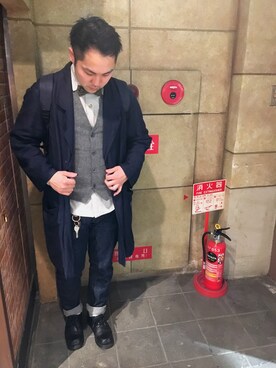 「レトロ」｜「アイテム（その他アウター）」を使った、みなきちさん（メンズ・166cm）の冬コーディネート