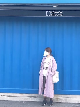 「Kastane（カスタネ）のアイテム（トレンチコート、ピンク系）」を使った、natsumiさん（レディース・168cm）の秋コーディネート