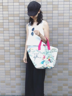 「白」｜「アイテム（つなぎ/オールインワン）」を使った、mayさん（レディース・168cm）の夏コーディネート