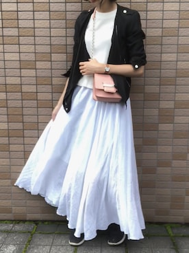 「マキシスカート」｜「アイテム（ノーカラージャケット）」を使った、mayさん（レディース・168cm）の夏コーディネート